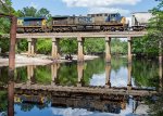 CSX 249 traails on M646 (Waycross to Birmingham) as it rolls across the Satilla River